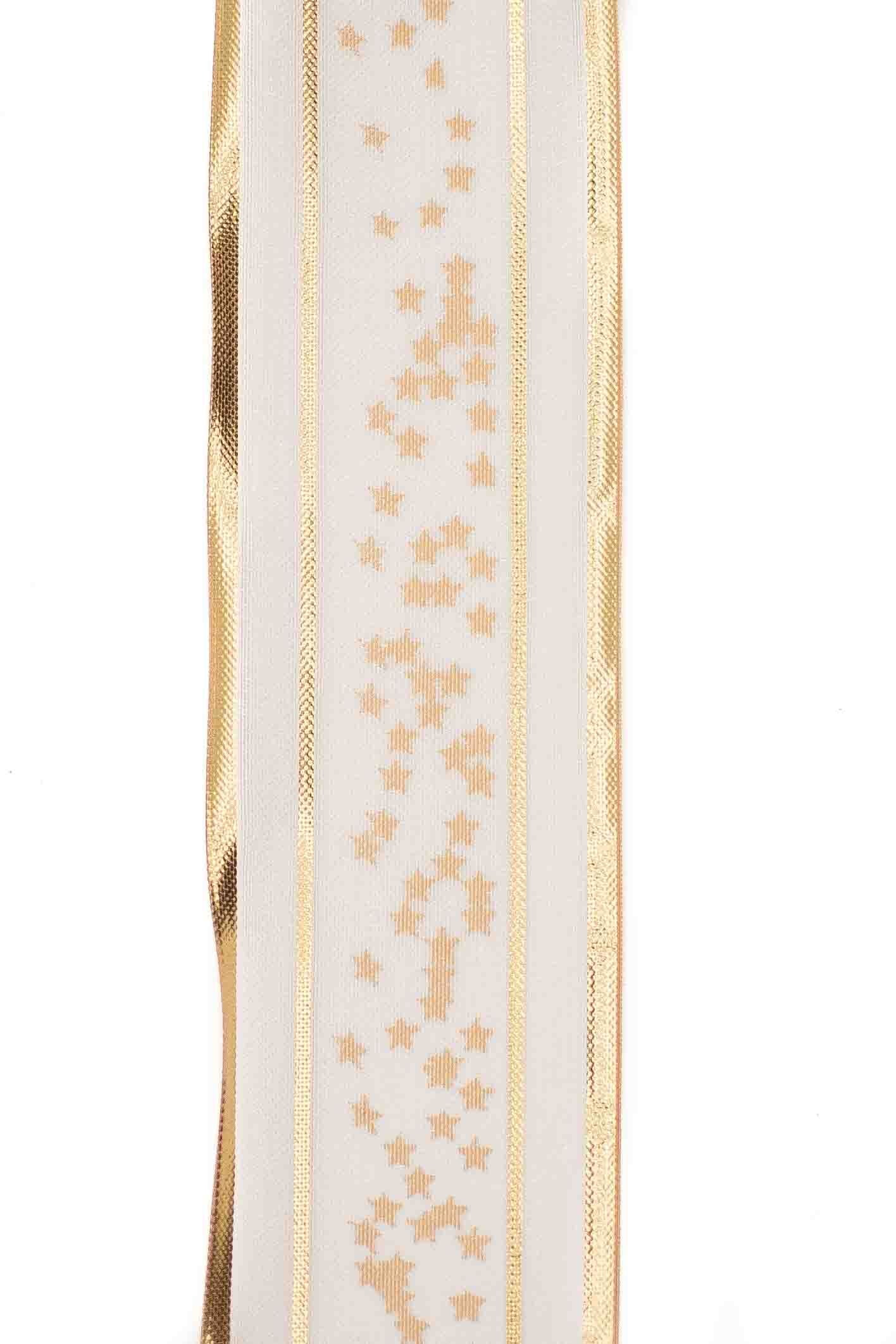 Sheer Ribbon with Gold Star Pattern and Wired Egde