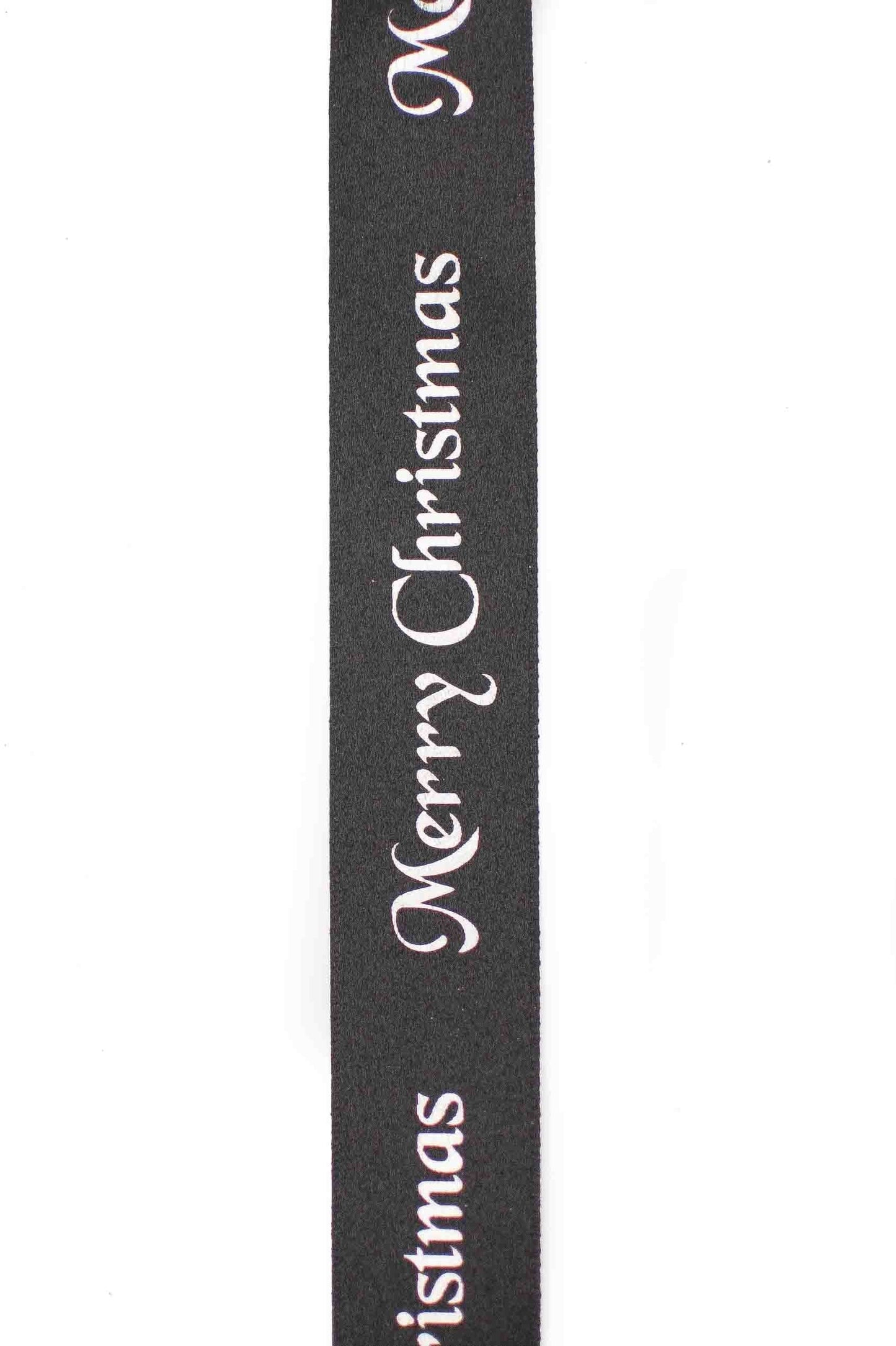 Black Ribbon with a Silver Merry Christmas Pattern - 25mm