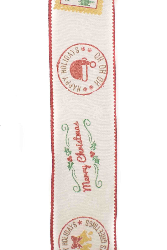Traditional Christmas Ribbon with Festive Design - 38mm