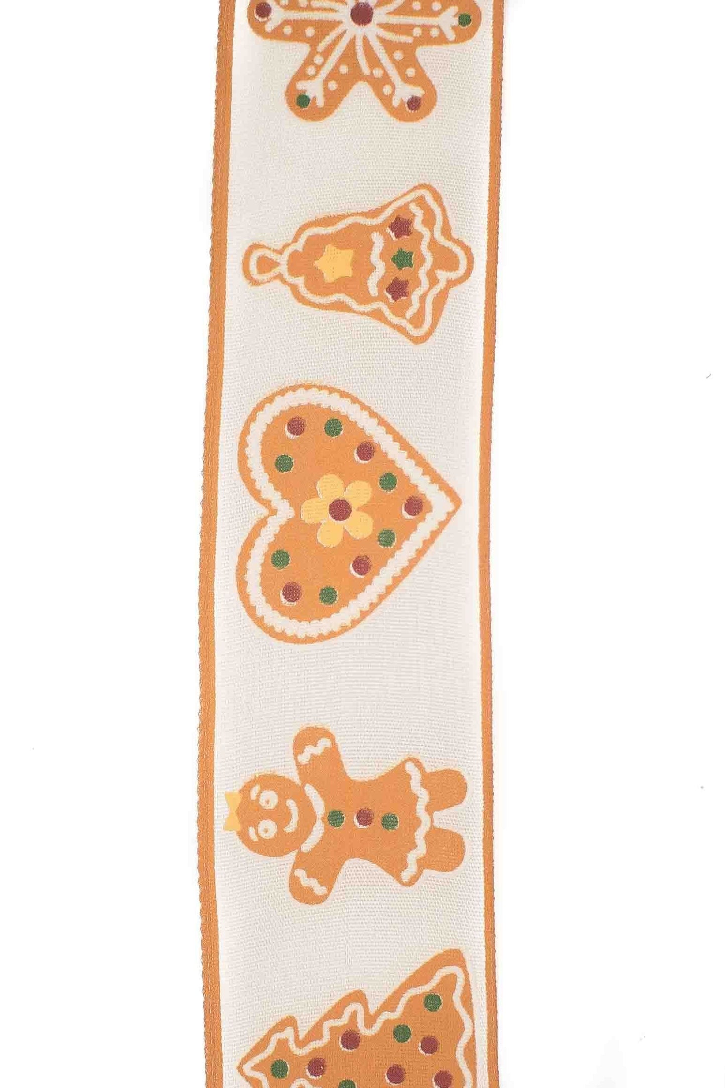 Traditional Christmas Ribbon with Gingerbread Design - 38mm