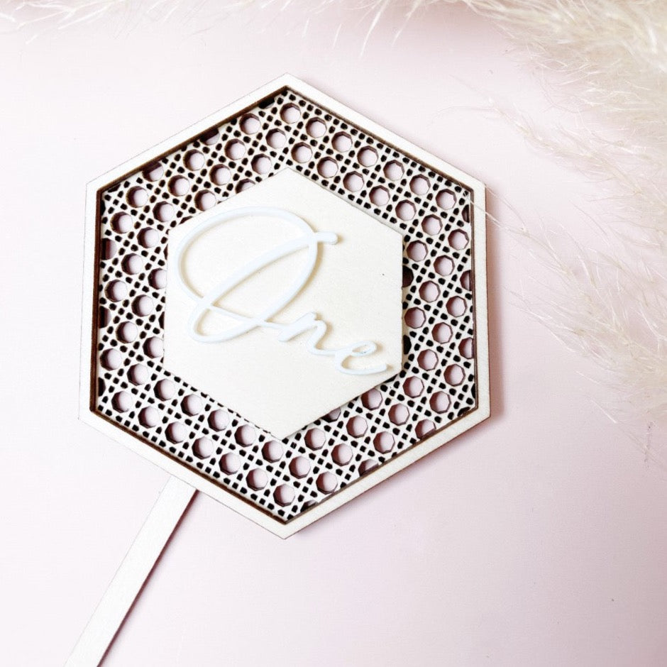 Personalised Rattan and Acrylic Age Topper