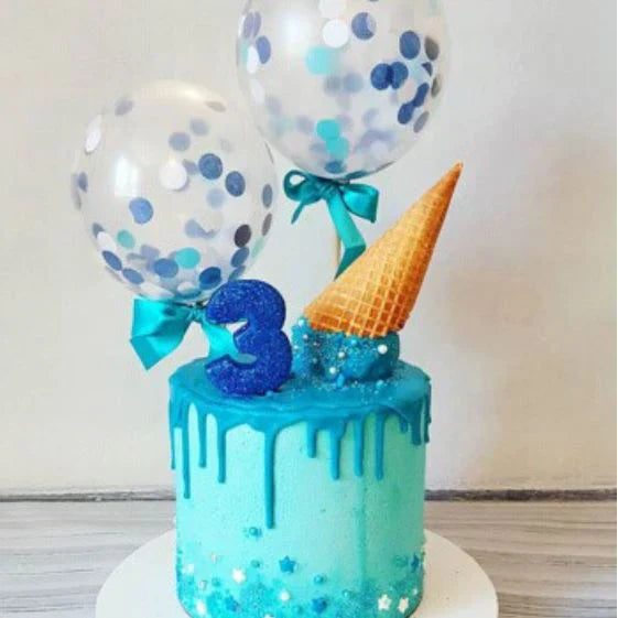 Confetti Balloon Cake Topper - Blue