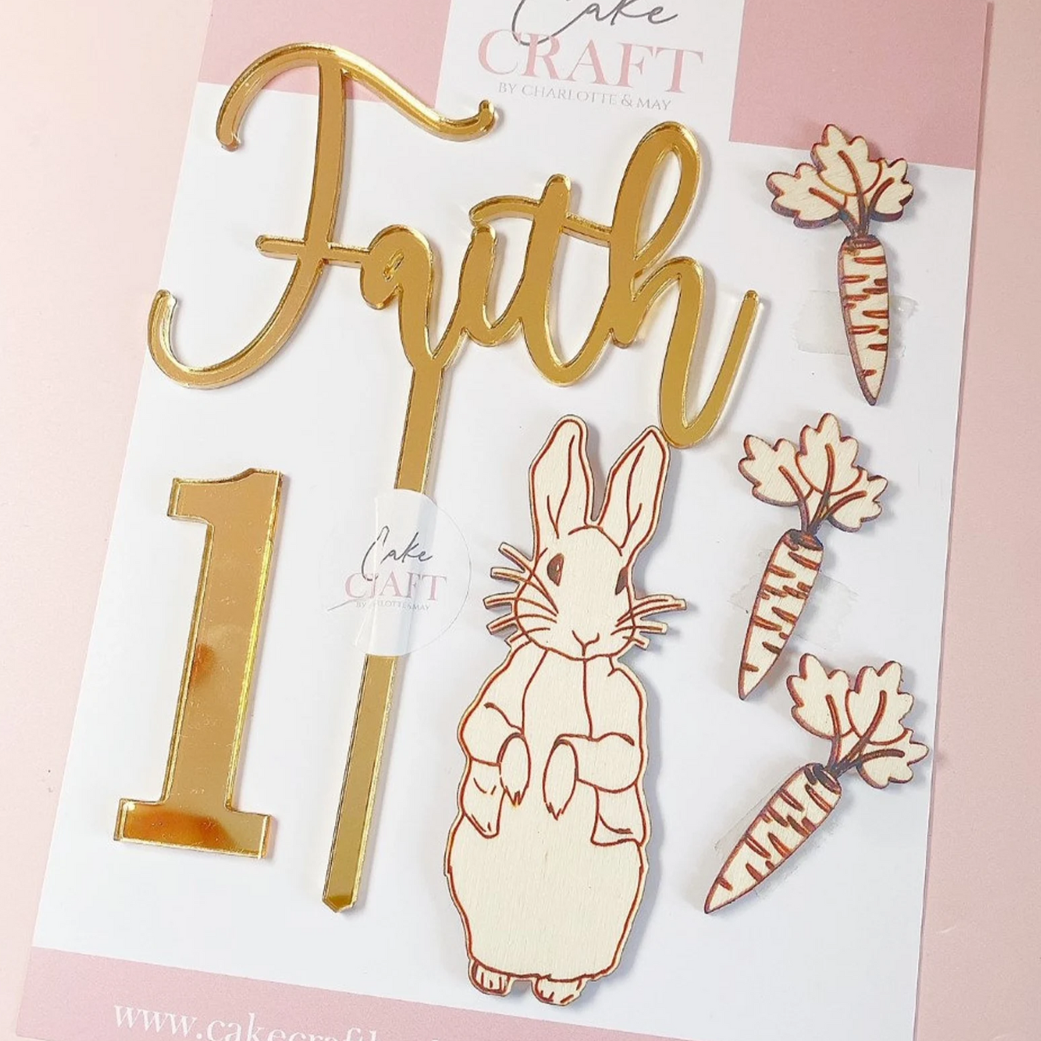 Peter Rabbit Wooden Cake Charms with Acrylic Cake Topper