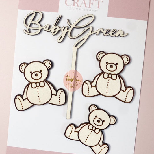 Wooden Teddy Bear Topper Set
