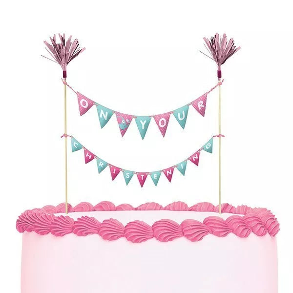 On Your Christening Bunting Topper - Pink