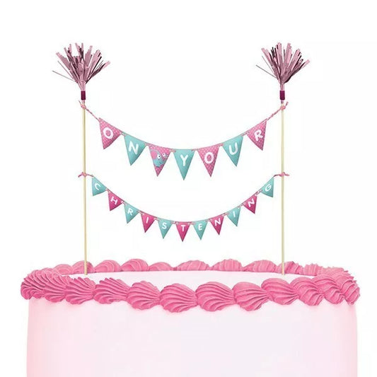 On Your Christening Bunting Topper - Pink